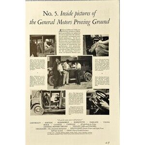 General Motors Proving Ground "No. 5 Inside pictures" Vintage Print Ad 1929